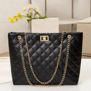 Quilted Chain Vegan Leather Tote Bag